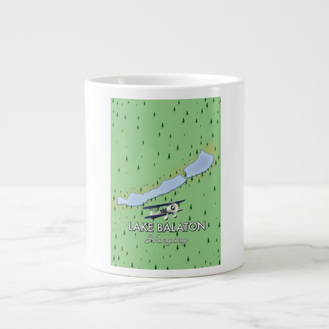 Taza De Café Gigante Mapa de Lago Balaton Hungría (Frente)