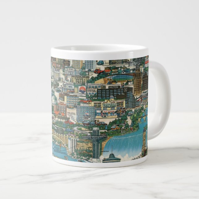 Taza De Café Gigante Mapa de las cataratas del Niágara (Derecha)