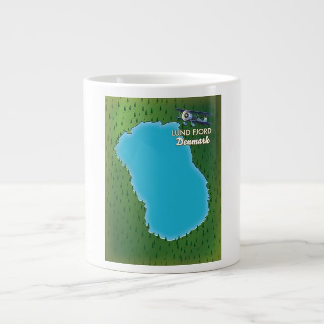 Taza De Café Gigante Mapa de Lund Fjord Dinamarca (Frente)
