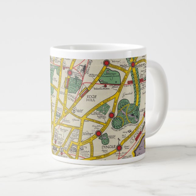 Taza De Café Gigante Mapa de Merseyside, Liverpool (Derecha)