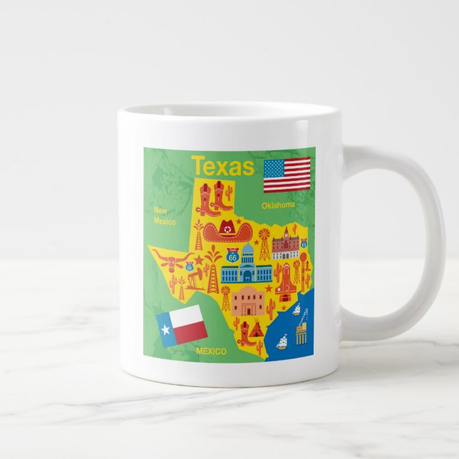 Taza De Café Gigante Mapa de Niños de Texas (Derecha)