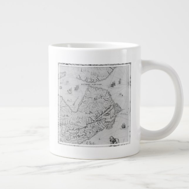 Taza De Café Gigante Mapa de nueva Francia o Canadá (Derecha)