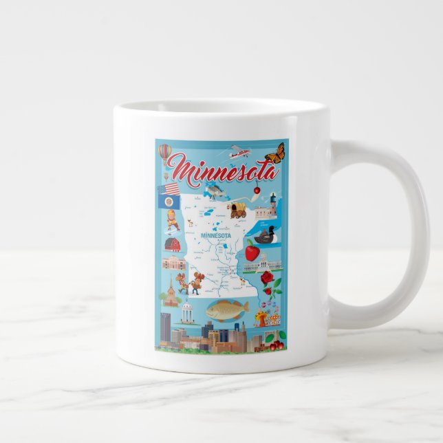Taza De Café Gigante Mapa de Personalizados de Minnesota (Derecha)