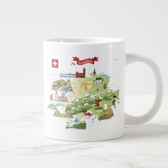 Taza De Café Gigante Mapa de Personalizados de Suiza (Derecha)