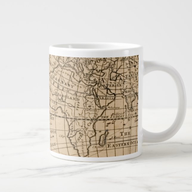 Taza De Café Gigante Mapa de Robinson Crusoe del mundo (Derecha)