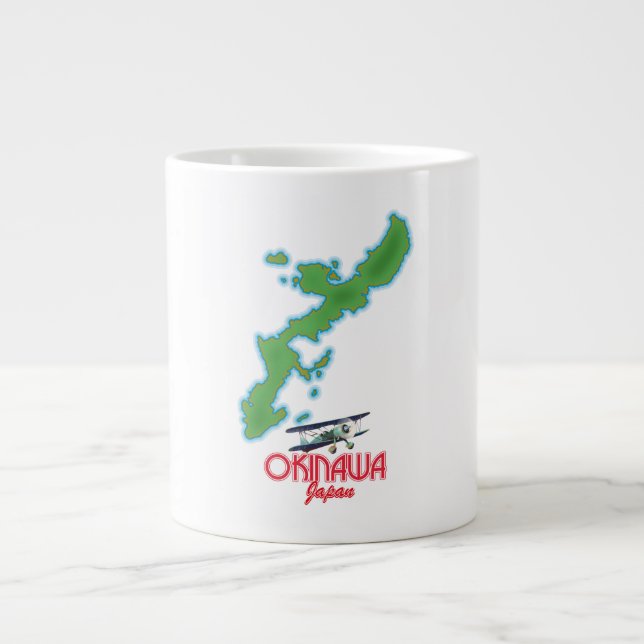 Taza De Café Gigante Mapa de viaje de Okinawa Japón (Frente)