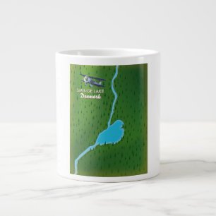 Taza De Café Gigante Mapa de viaje del lago Sminge Dinamarca
