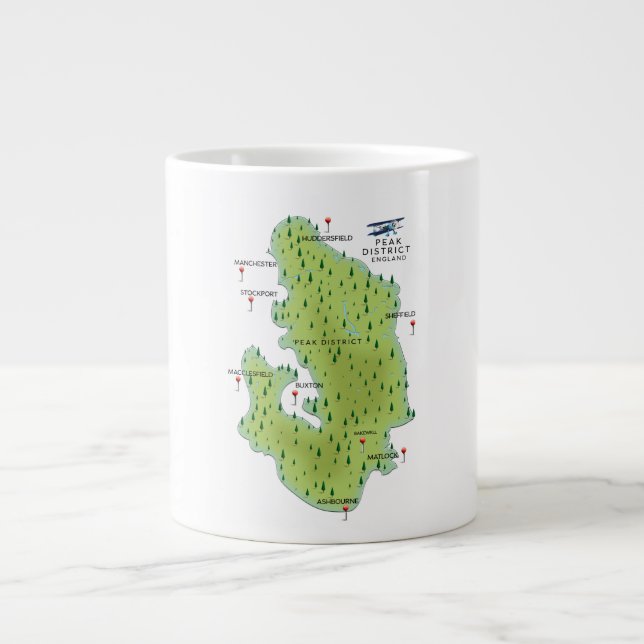 Taza De Café Gigante Mapa del distrito máximo de Inglaterra (Frente)