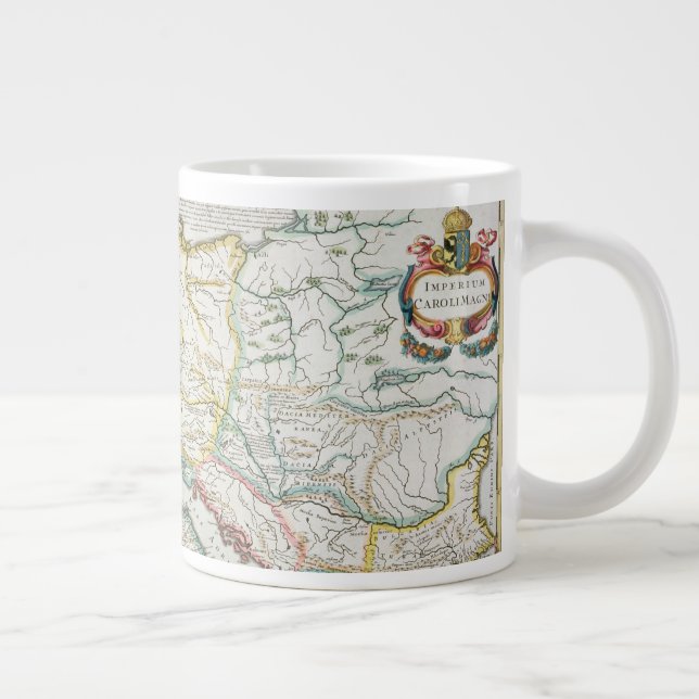 Taza De Café Gigante Mapa del imperio de Carlomagno (Derecha)