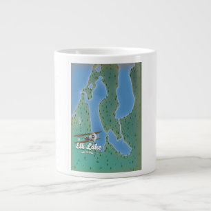 Taza De Café Gigante Mapa del lago Elk Michigan