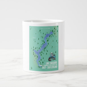 Taza De Café Gigante Mapa del Lago Mayor Italia - Suiza
