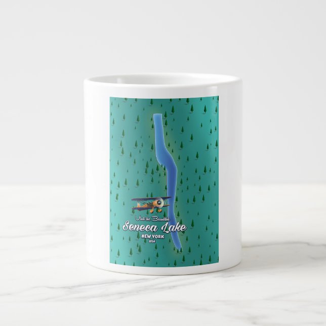 Taza De Café Gigante Mapa del lago Seneca, NYC (Frente)