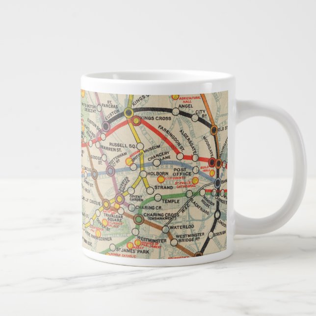 Taza De Café Gigante Mapa del metro de Londres (Derecha)