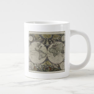 Taza De Café Gigante Mapa del mundo doble el 1672 del hemisferio
