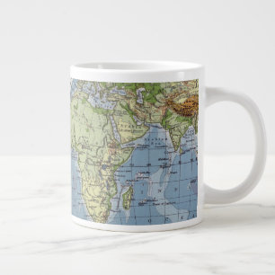 Taza De Café Gigante Mapa del mundo que muestra alturas de la