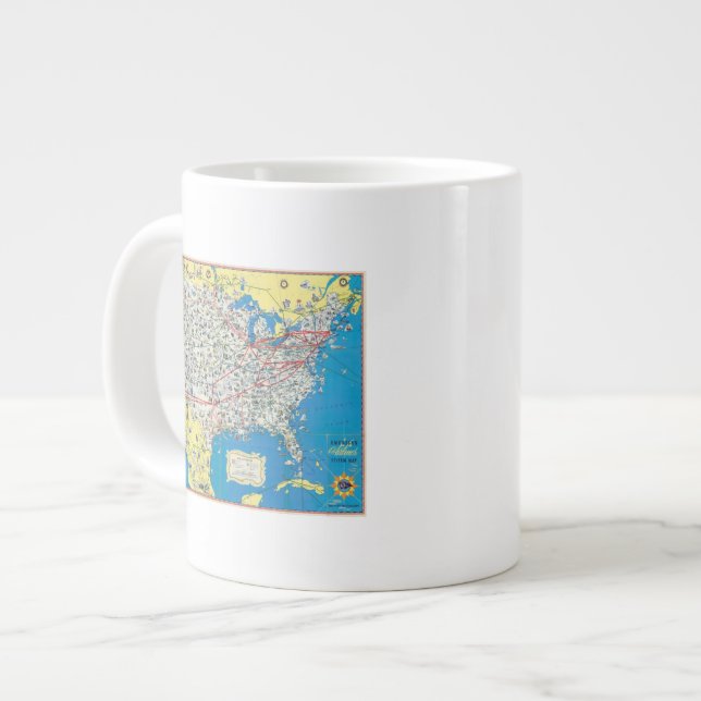 Taza De Café Gigante Mapa del sistema American Airlines (Izquierda)