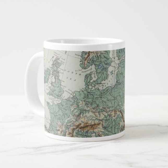 Taza De Café Gigante Mapa físico de Europa (Izquierda)