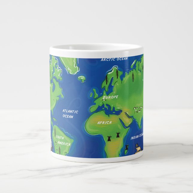 Taza De Café Gigante Mapa mundial (Frente)