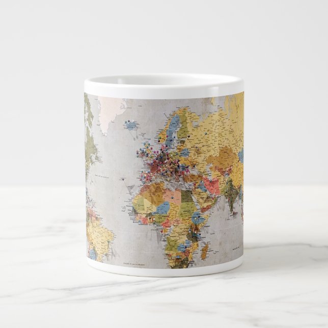 Taza De Café Gigante mapa mundial (Frente)