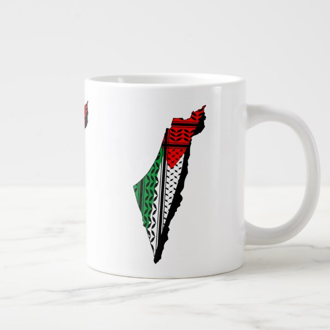 Taza De Café Gigante Mapa palestino con bandera y patrón de Keffiyeg (Derecha)