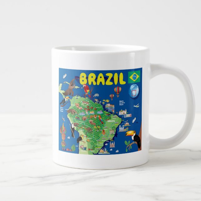 Taza De Café Gigante Mapa Personalizado de Brasil (Derecha)