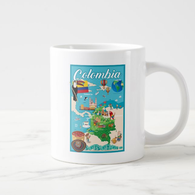 Taza De Café Gigante Mapa Personalizado de Colombia (Derecha)