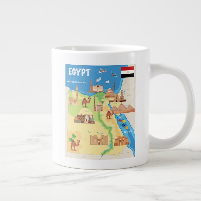 Taza De Café Gigante Mapa Personalizado de Egipto (Derecha)