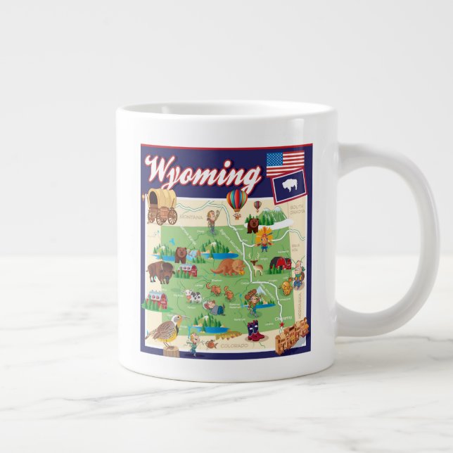 Taza De Café Gigante Mapa Personalizado de Wyoming (Derecha)