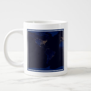 Taza De Café Gigante Mapa Plano De La Tierra Que Muestra Las Luces De L
