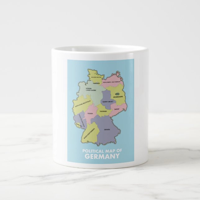Taza De Café Gigante Mapa político de Alemania (Frente)