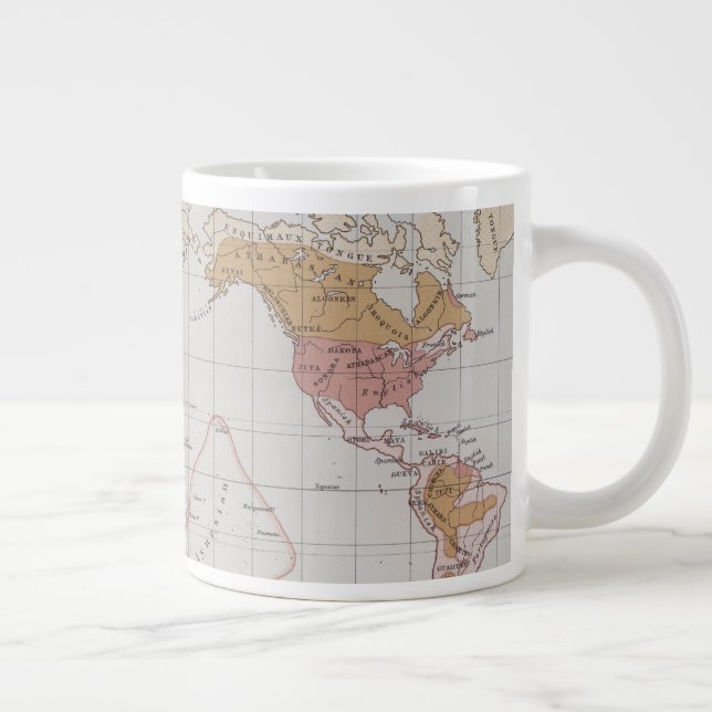 Taza De Café Gigante Mapa que muestra las idiomas del mundo (Derecha)
