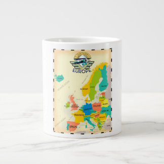 Taza De Café Gigante Mapa Retro De Europa.