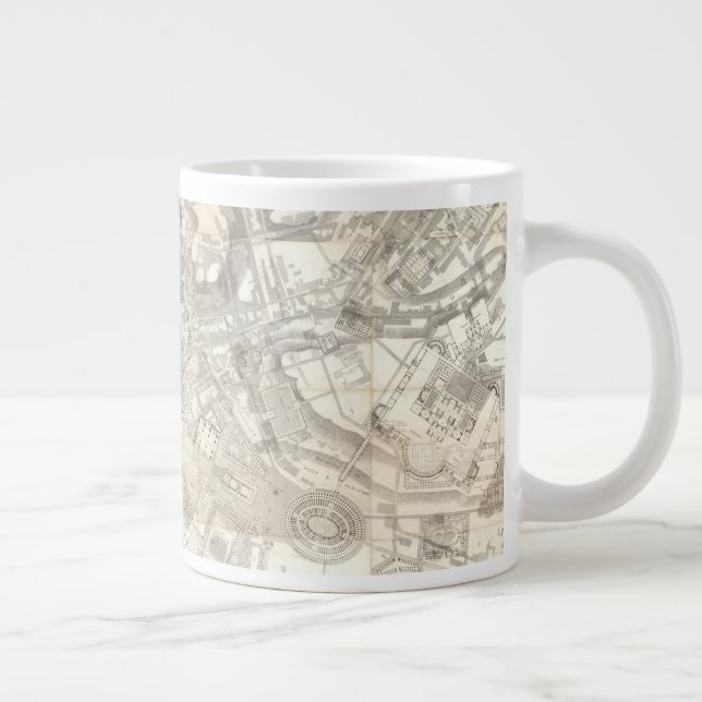 Taza De Café Gigante Mapa topográfico de la antigua Roma, Italia (Derecha)