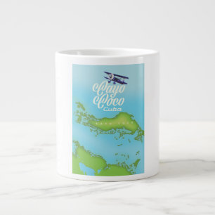 Taza De Café Gigante Mapa vintage de Cayo Coco Cuba.