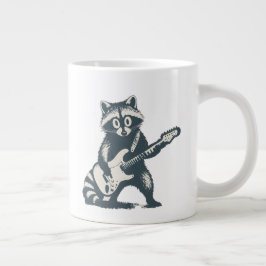 Taza De Café Gigante Mapache Divertido Tocando Guitarra Eléctrica