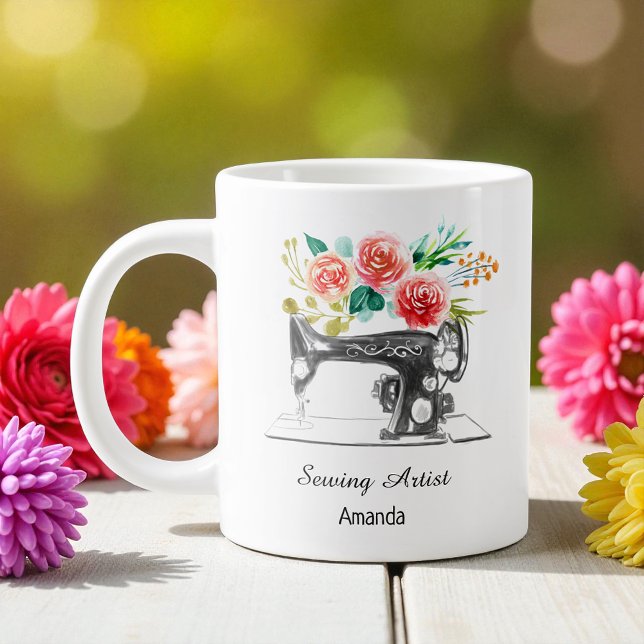 Taza De Café Gigante Máquina de coser Dresmaker Blanco negro (Subido por el creador)