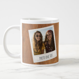 Taza De Café Gigante Marco de Foto Retro - 2 Fotos en Madera Rústica