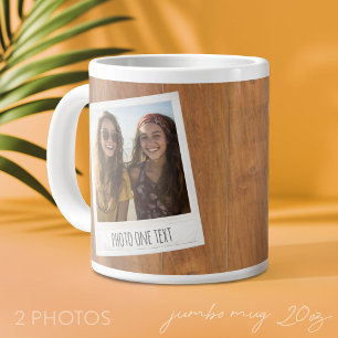 Taza De Café Gigante Marco de Foto Retro - 2 Fotos en Madera Rústica