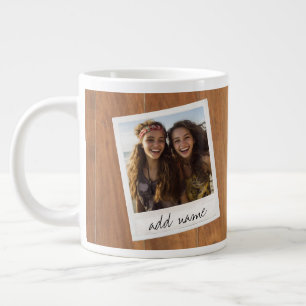 Taza De Café Gigante Marco de Foto Retro - Madera Rústica Cuadrada
