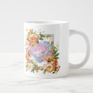 Taza De Café Gigante Marco floral cardíaco