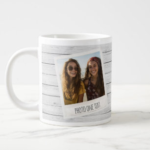 Taza De Café Gigante Marcos Rusticos de 2 Fotos - Estampa de Madera Shi