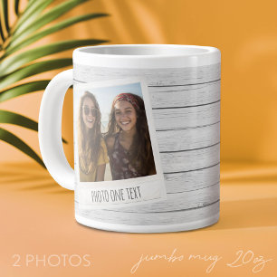 Taza De Café Gigante Marcos Rusticos de 2 Fotos - Estampa de Madera Shi