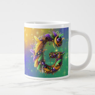 Taza De Café Gigante Mardi Gras Monograma G Inicial