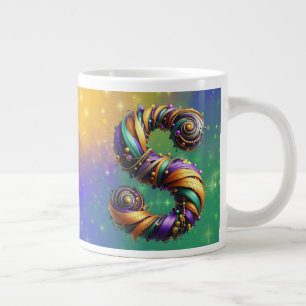 Taza De Café Gigante Mardi Gras Monograma Inicial S