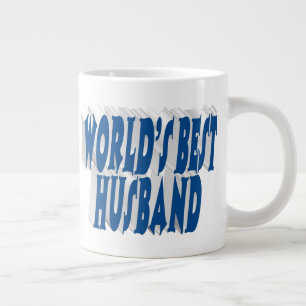 Taza De Café Gigante Marido con medio texto azul marino