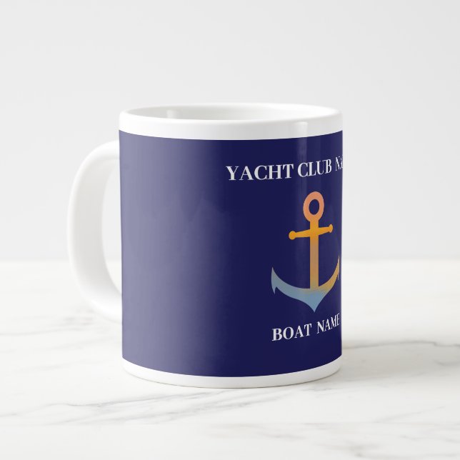 Taza De Café Gigante Marina azul Nautical Anchor club náutico marina (Izquierda)