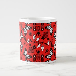 Taza De Café Gigante Mariposa Arte folclórico escandinavo