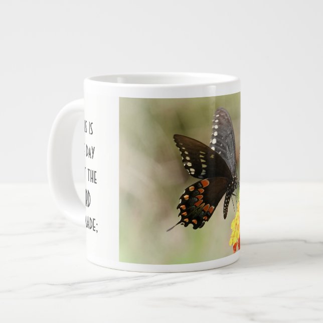 Taza De Café Gigante Mariposa con verso; Salmo 118:24 (Izquierda)