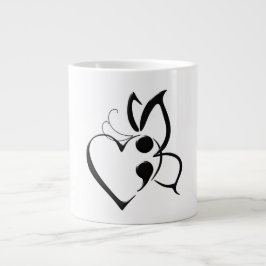Taza De Café Gigante Mariposa de conciencia suicida Mug cardíaca semico