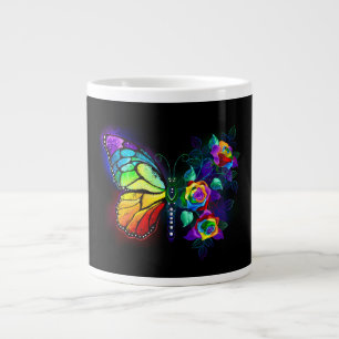 Taza De Café Gigante Mariposa florida arcoiris